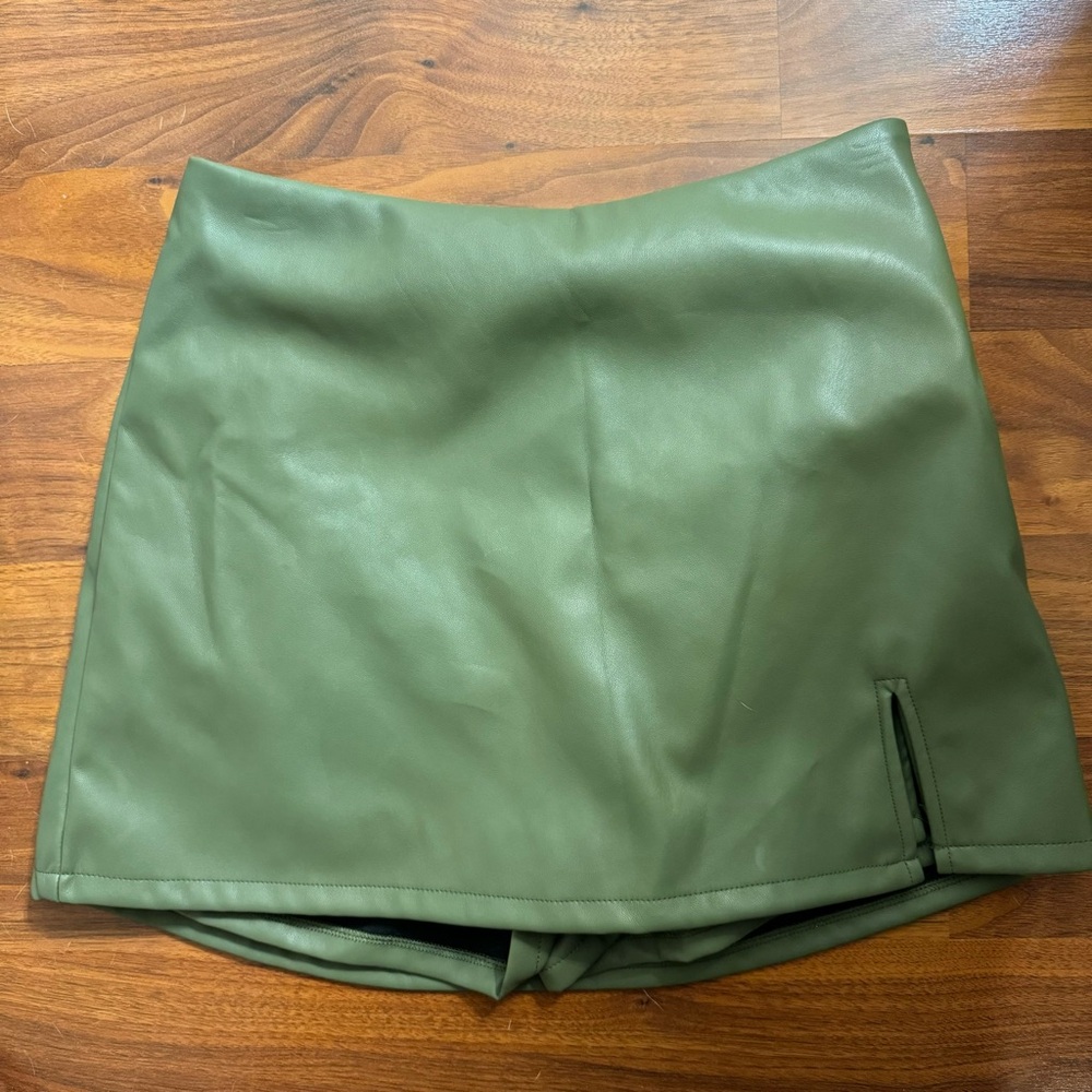 Pleather olive green skirt